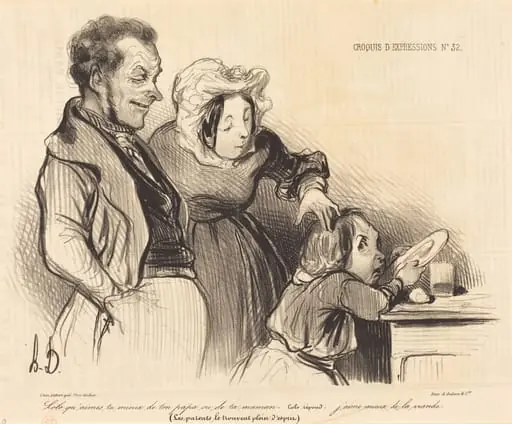 Lolo qu'aimes-tu mieux de ton papa ou de ta maman..., by Honoré Daumier