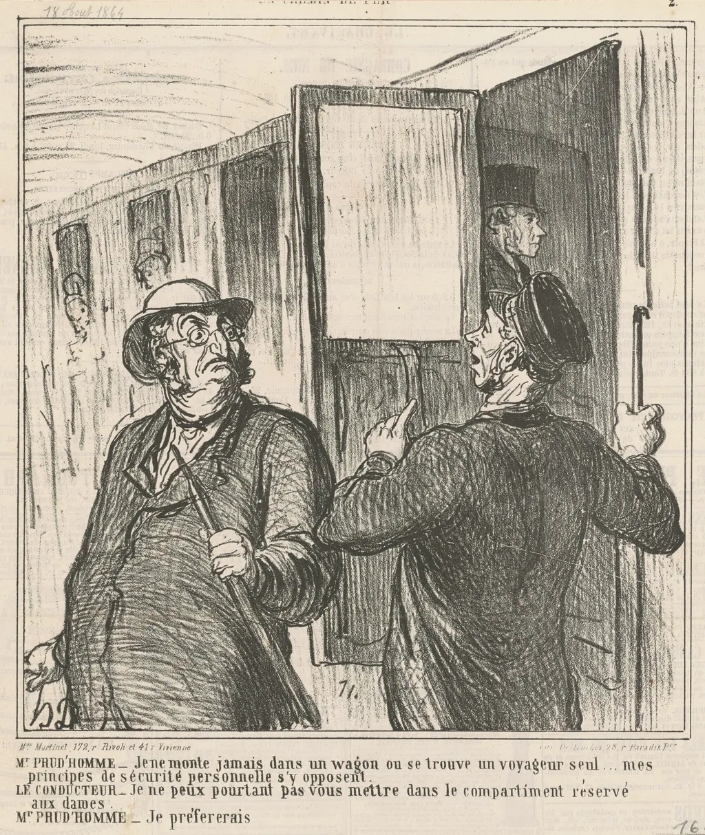 M. Prud'homme: Je ne monte jamais ..., by Honoré Daumier, ink, 1864