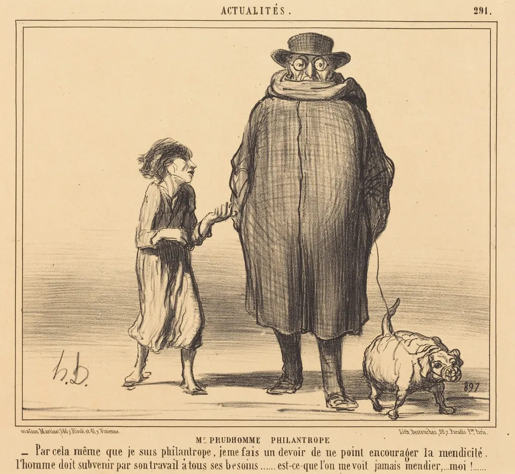 M. Prudhomme Philantrope, by Honoré Daumier, ink, 1856