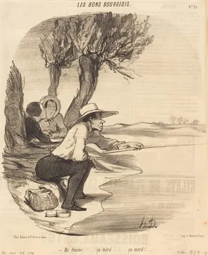 Ma femme... ça mord... ça mord!, by Honoré Daumier
