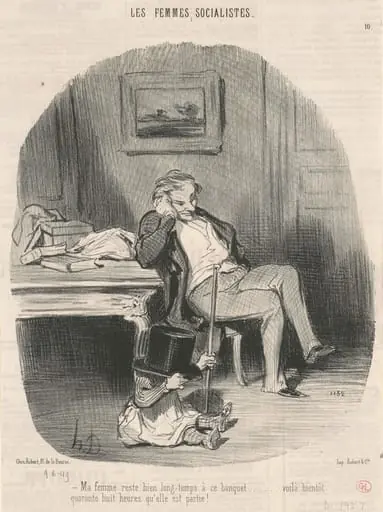 Ma femme reste bien longtemps a ce banquet ..., by Honoré Daumier