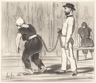 Madame Rabourdeau a sa première leçon, by Honoré Daumier, 1847