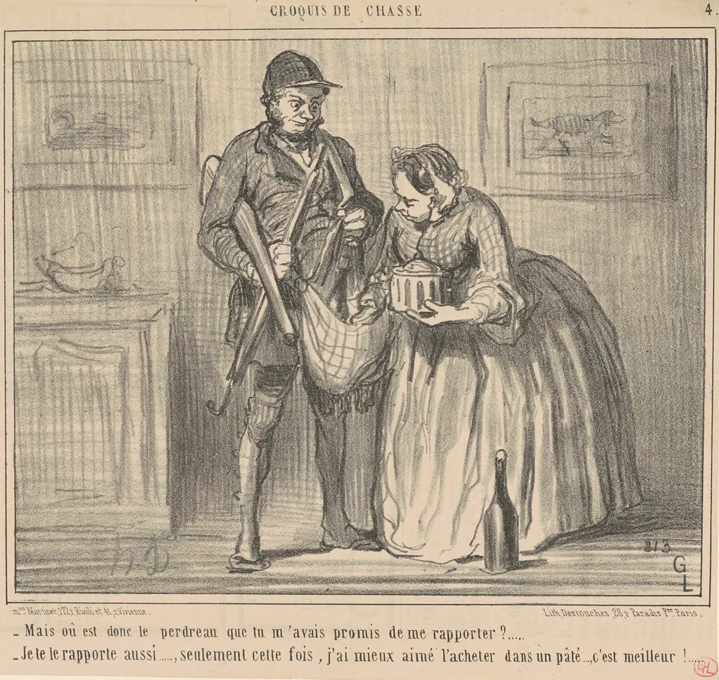 Mais ou est donc le perdreau, by Honoré Daumier, ink, 1858