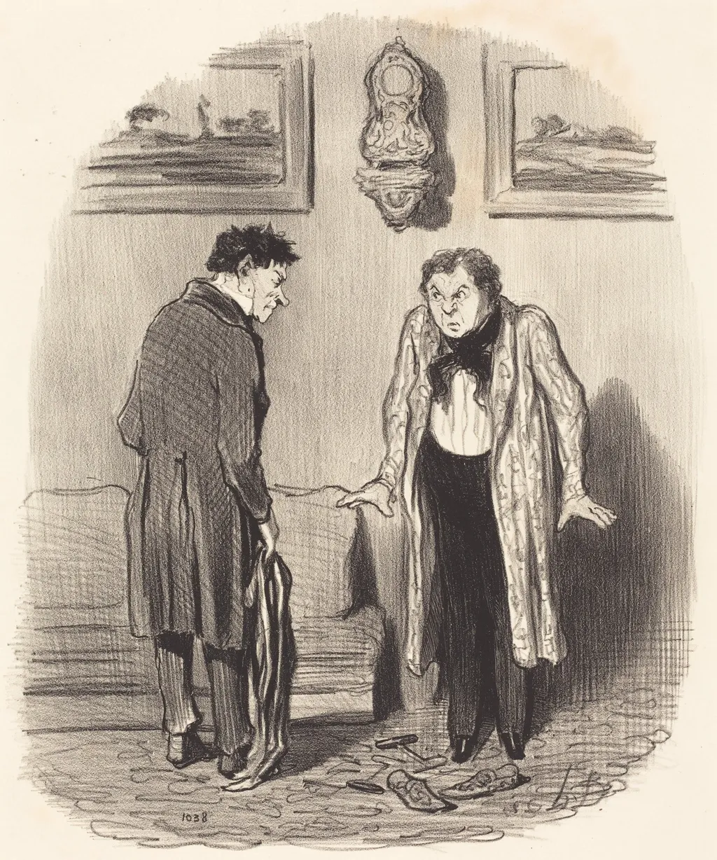 Mais quand je vous dis que je ne peux pas remuer les pieds..., by Honoré Daumier, ink, 1847