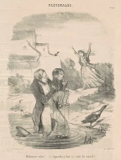 Malheureux enfant! ... Ca t'appendra a faire ..., by Honoré Daumier