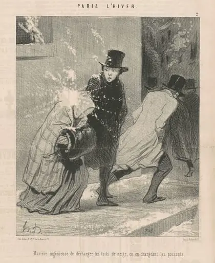 Manière ingénieuse de décharger les toites ..., by Honoré Daumier