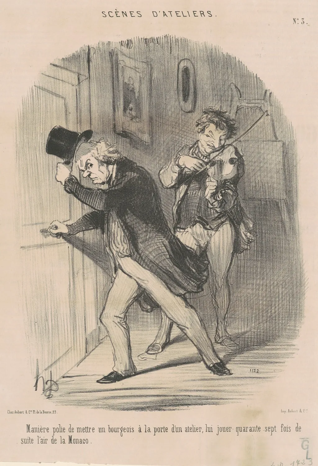 Manière polie de mettre ... a la porte ..., by Honoré Daumier, ink, 1850