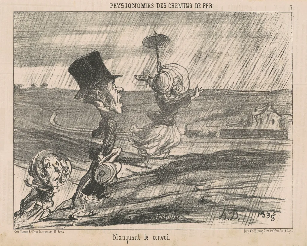 Manquant le convoi, by Honoré Daumier, ink, 1852