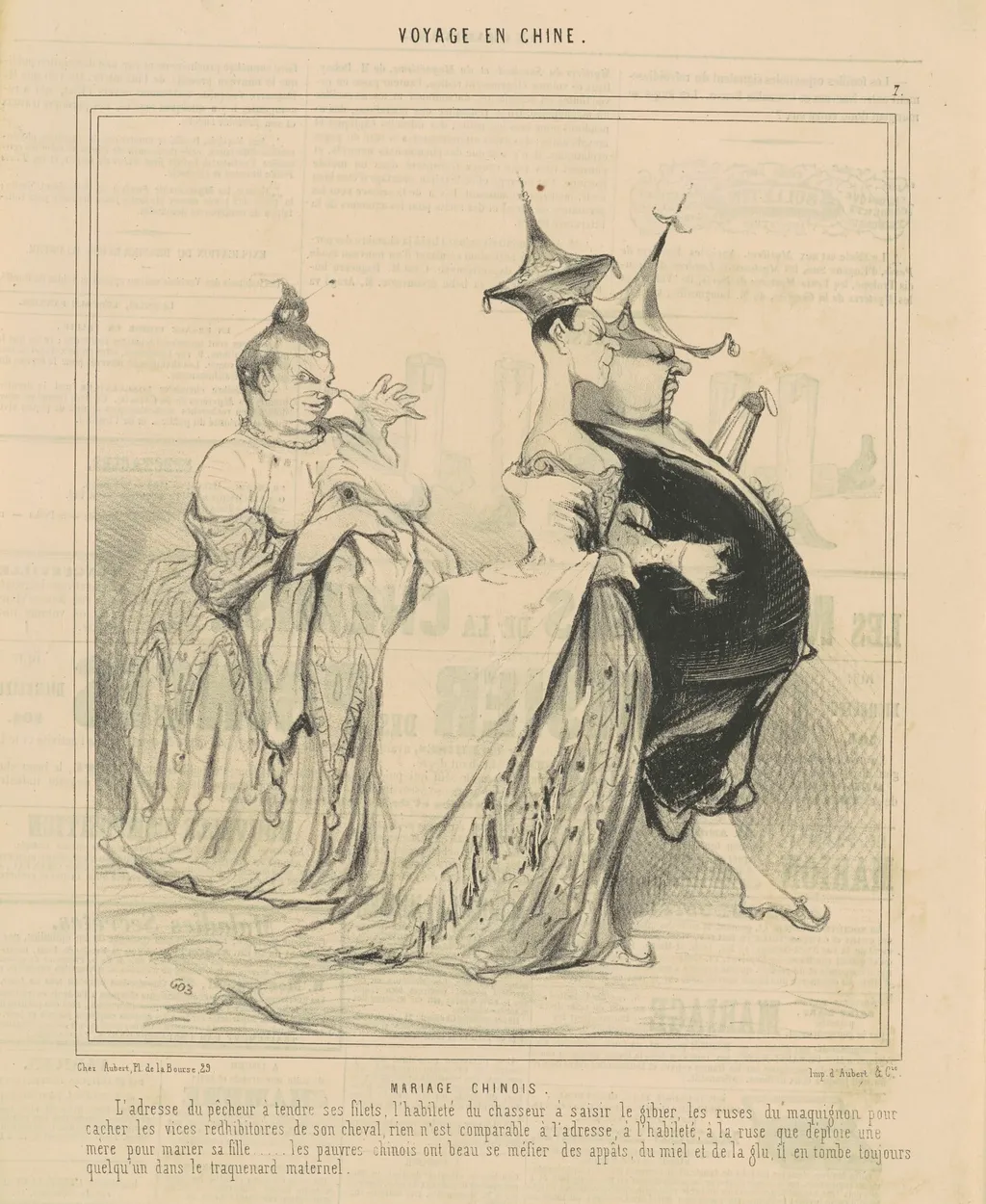 Mariage chinois, by Honoré Daumier, ink, 1846