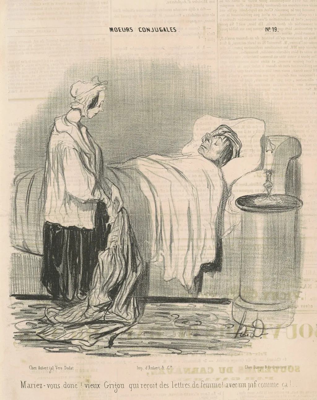 Mariez-vous donc! vieux Grigou..., by Honoré Daumier, ink, 1840