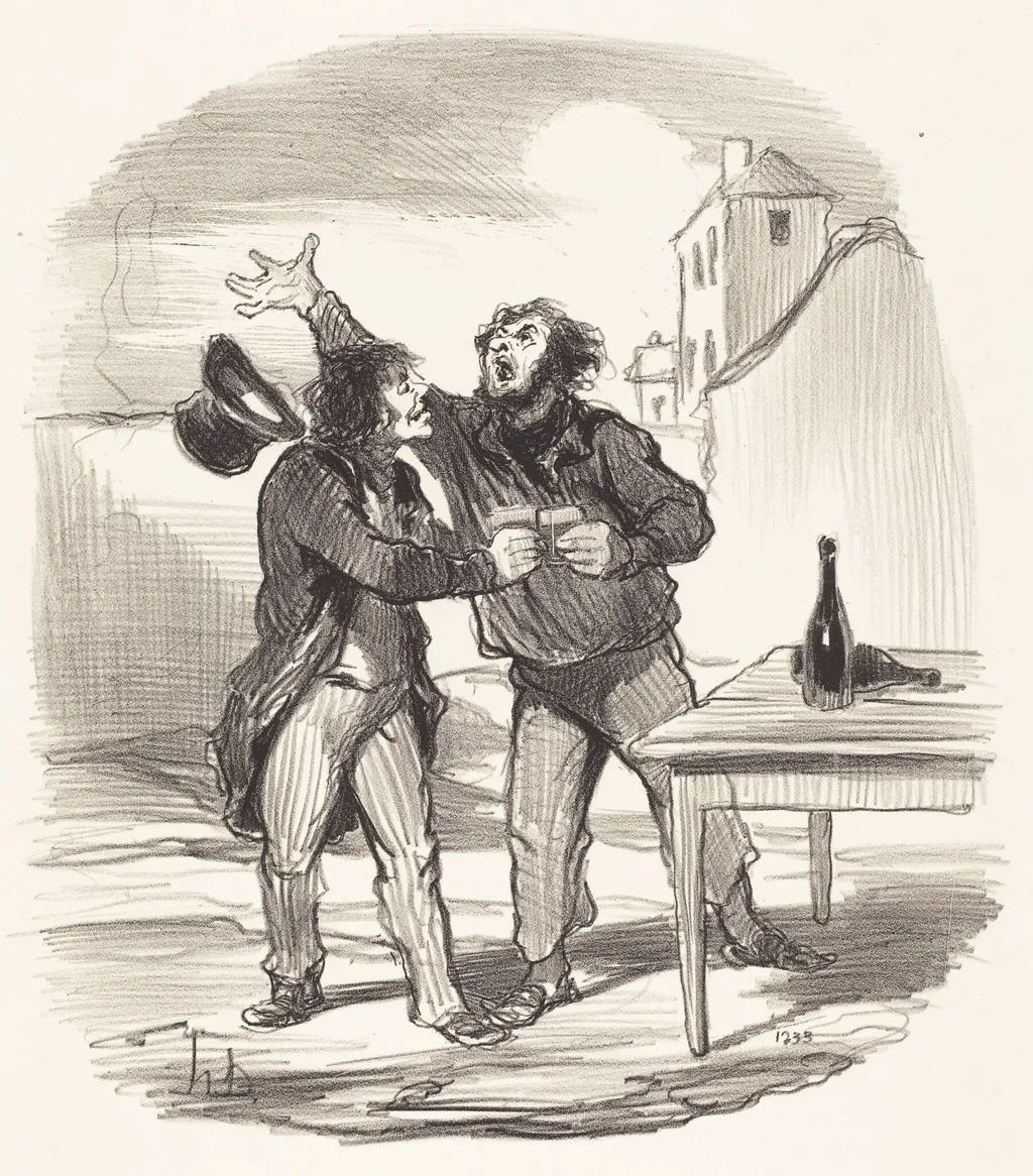 Membre... du dix Décembre prenant le la..., by Honoré Daumier, ink, 1850