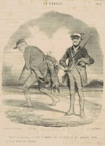 Merci! Ce monsieur m'invite a chasser ..., by Honoré Daumier