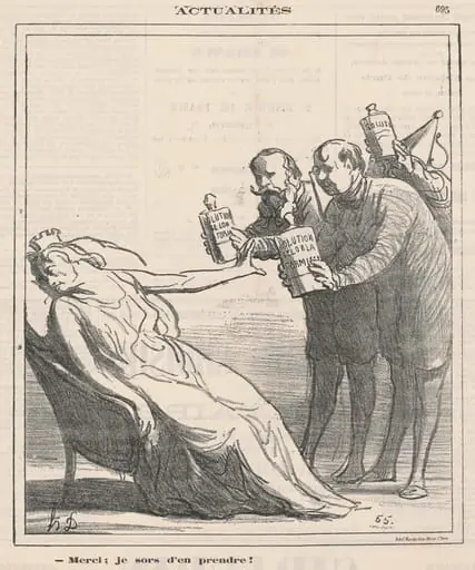 Merci, je sors d'en prendre, by Honoré Daumier
