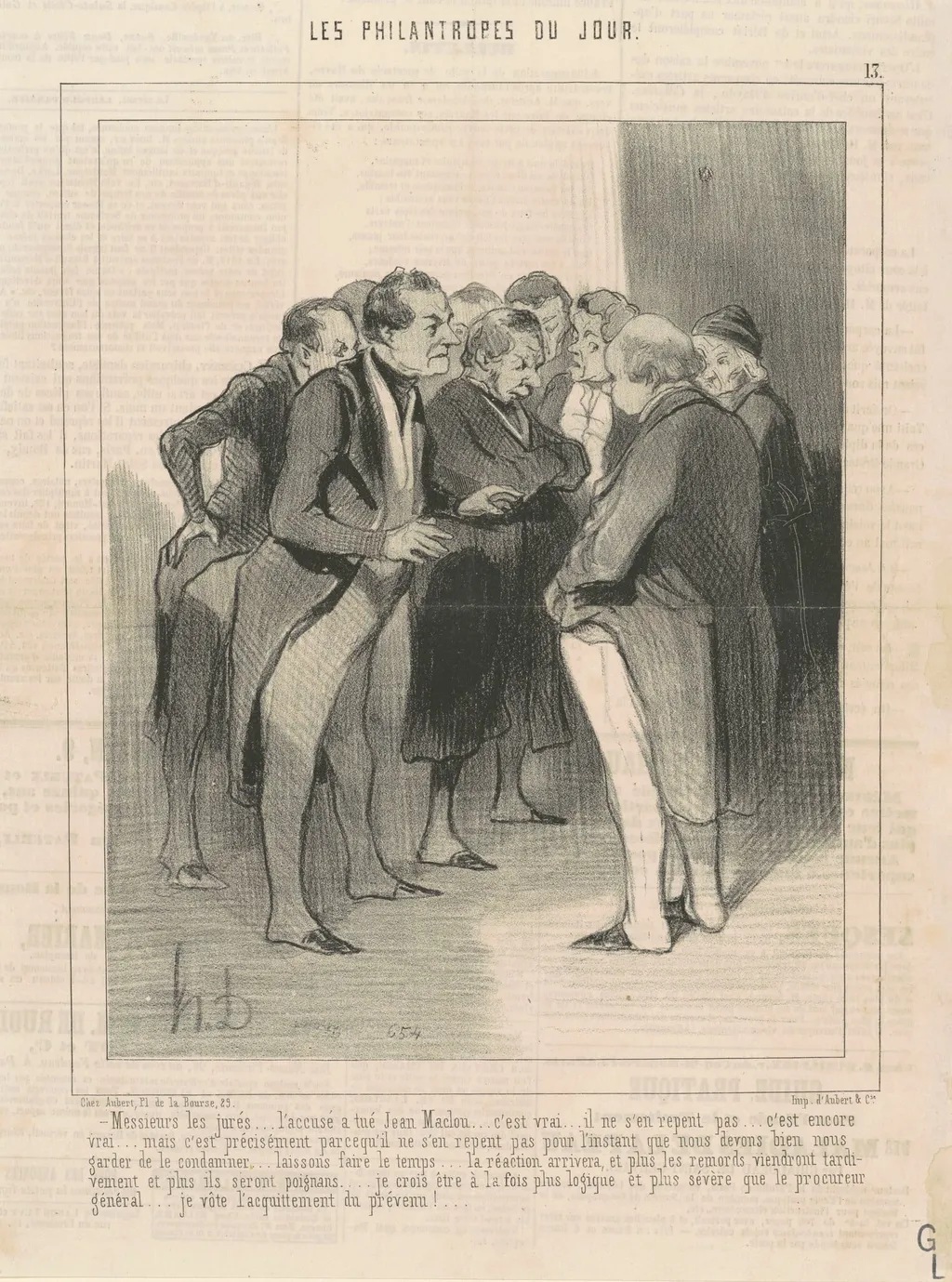 Messieurs les juré ... l'accusé a tué Jean Maclou ..., by Honoré Daumier, ink, 1844