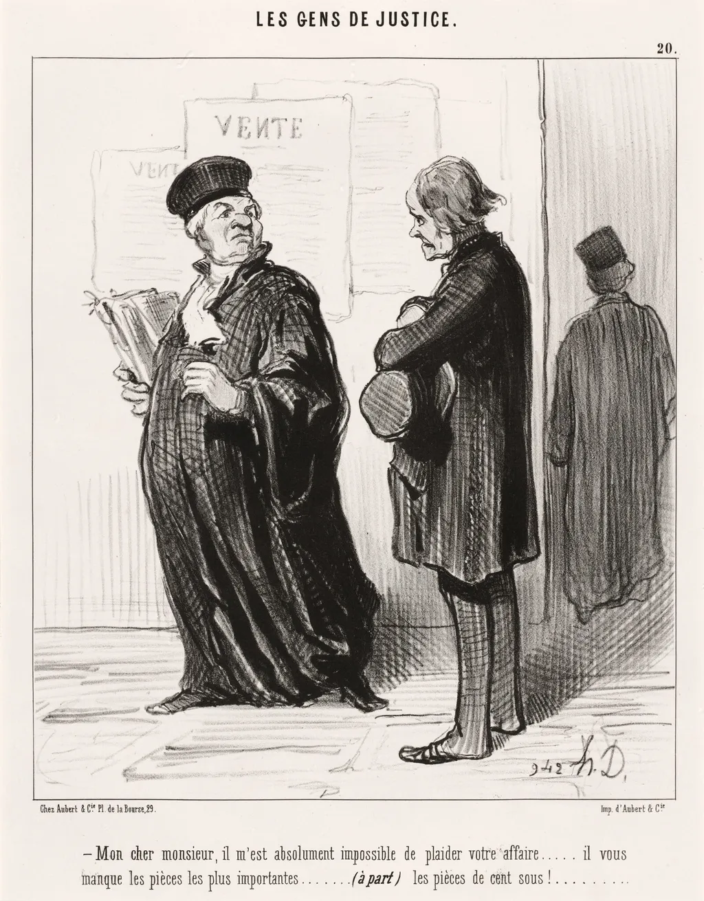 Mon cher monsieur... impossible de plaider votre affaire, by Honoré Daumier, ink, 1846