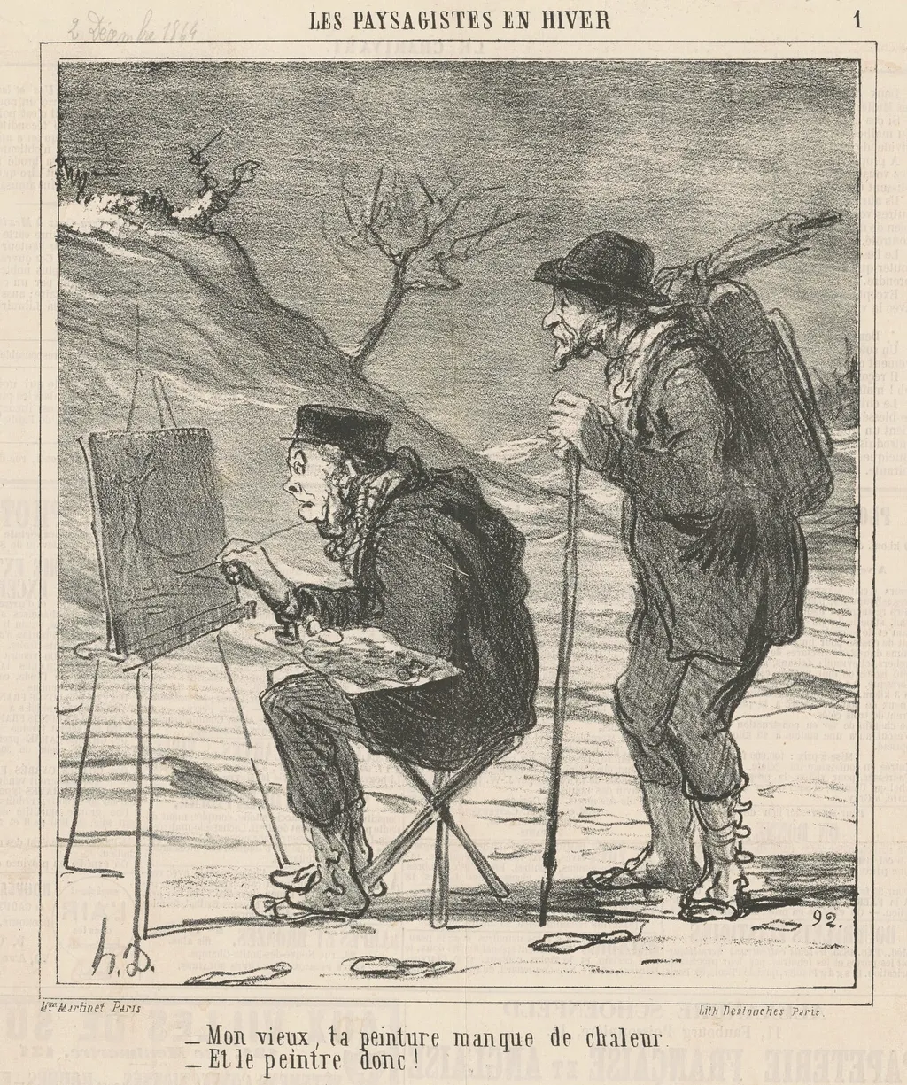 Mon vieux, ta peinture manque de chaleur ..., by Honoré Daumier, ink, 1864