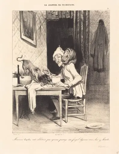 Monsieur Coquelet... partage son... déjeuner, by Honoré Daumier
