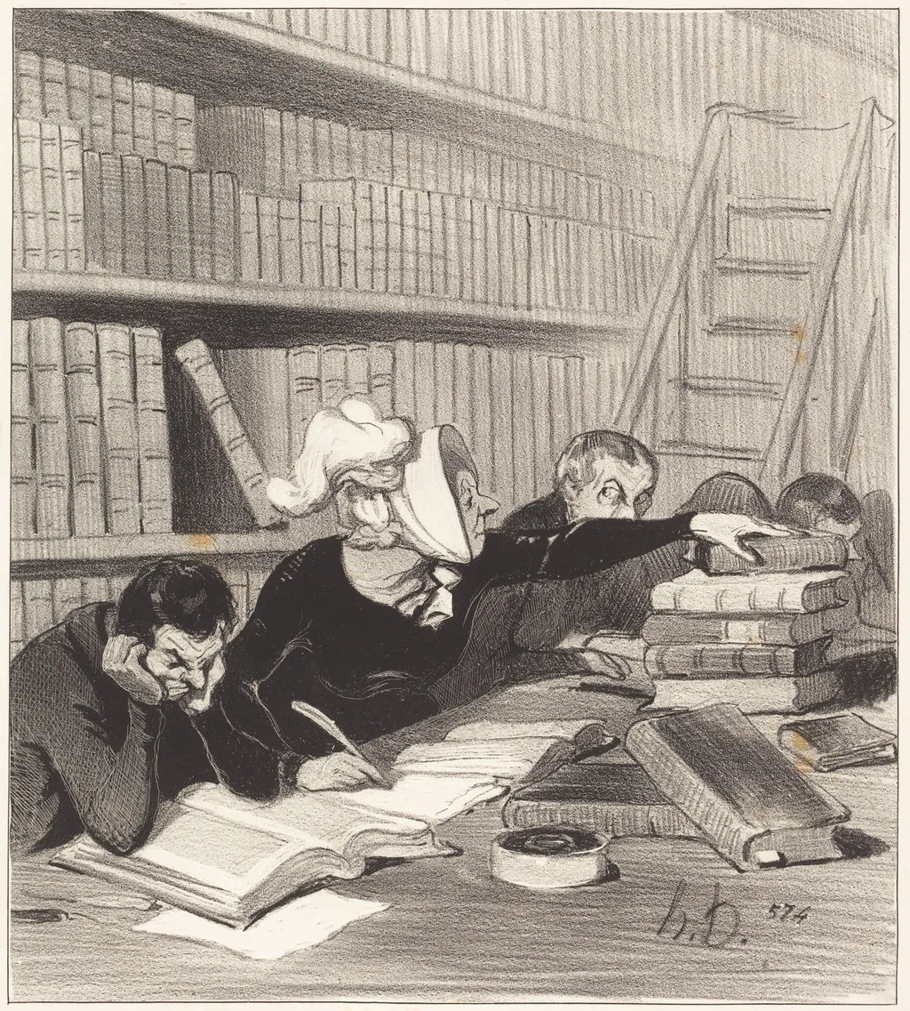 Monsieur, pardon si je vous gêne un peu..., by Honoré Daumier, ink, 1844