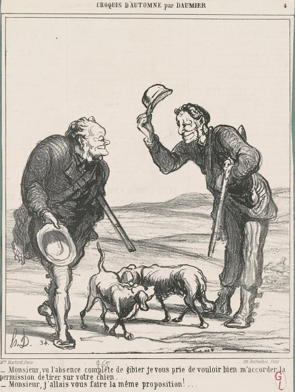 Monsieur, vu l'absence complète ..., by Honoré Daumier, ink, 1865