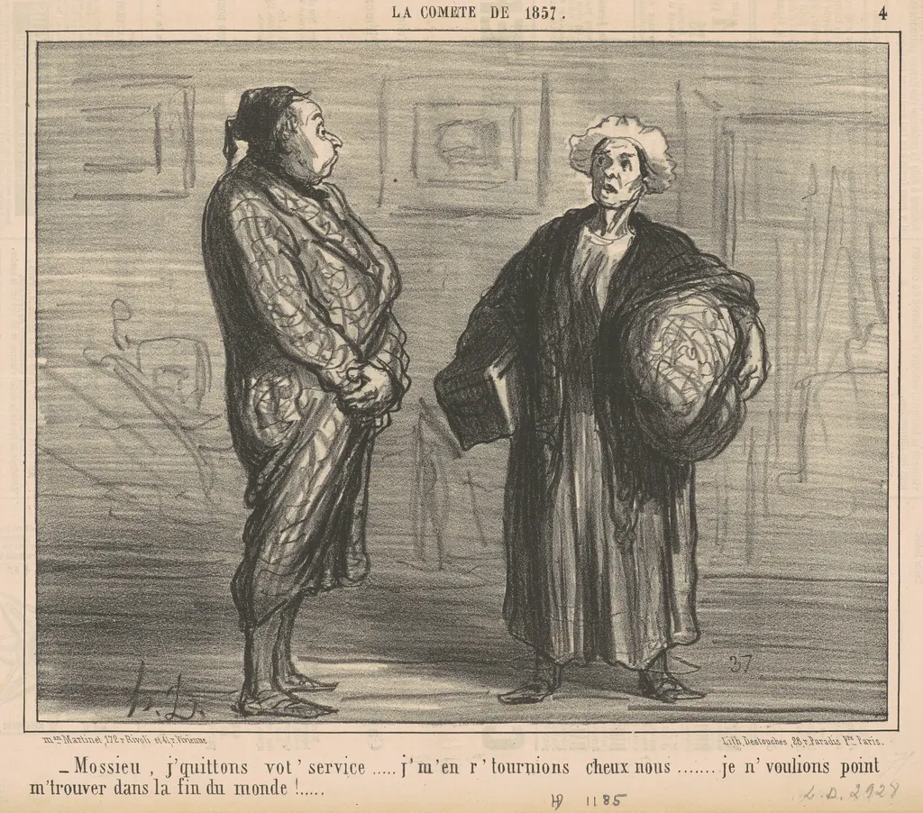 Mossieu, j'quittons vot' service ..., by Honoré Daumier, ink, 1857