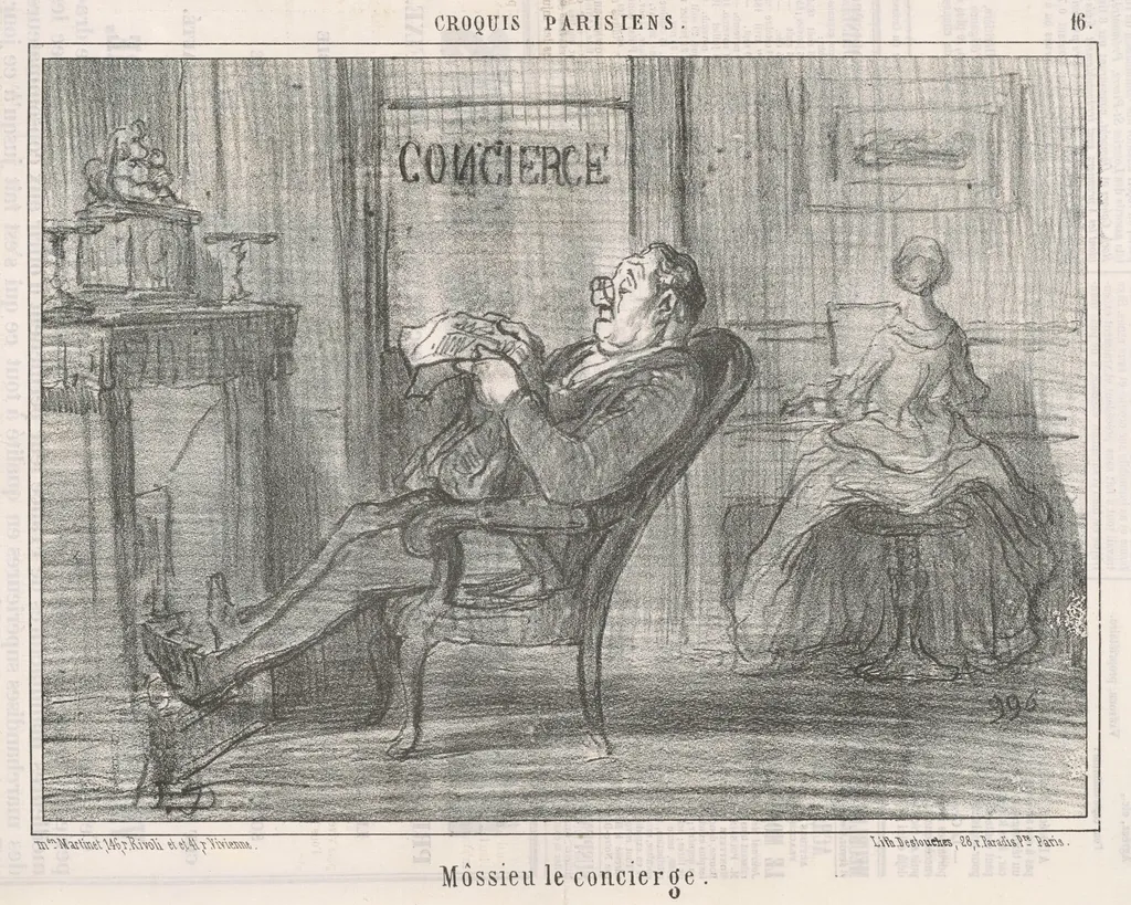 Mossieu le concierge, by Honoré Daumier, ink, 1856