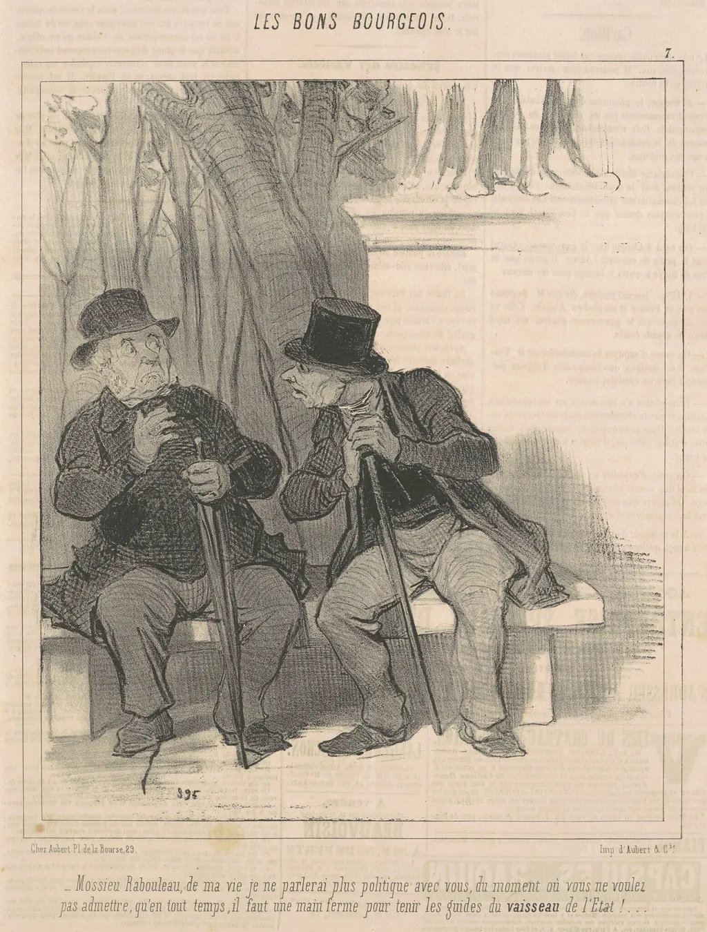 Mossieu Rabourdeau ... je ne parlerai plus politique avec vous .., by Honoré Daumier, ink, 1846