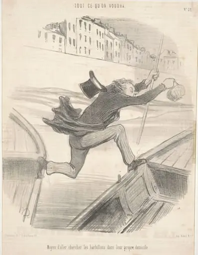 Moyen d'aller chercher les barbillons dans leur propre domicile, by Honoré Daumier
