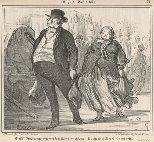 Mr et Mme Prudohomme revenant de la foire ..., by Honoré Daumier