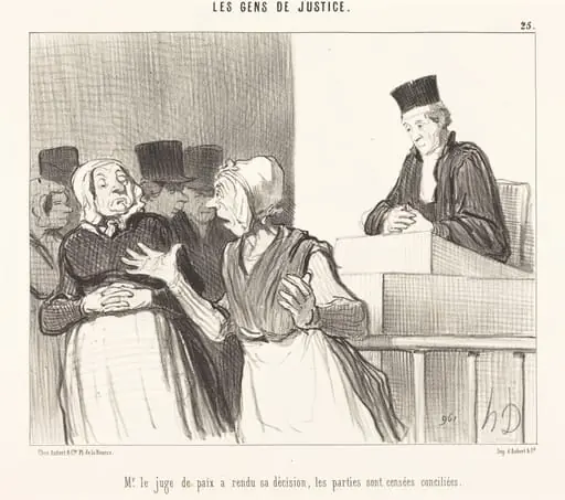 Mr. le Juge de paix a rendu sa décision..., by Honoré Daumier