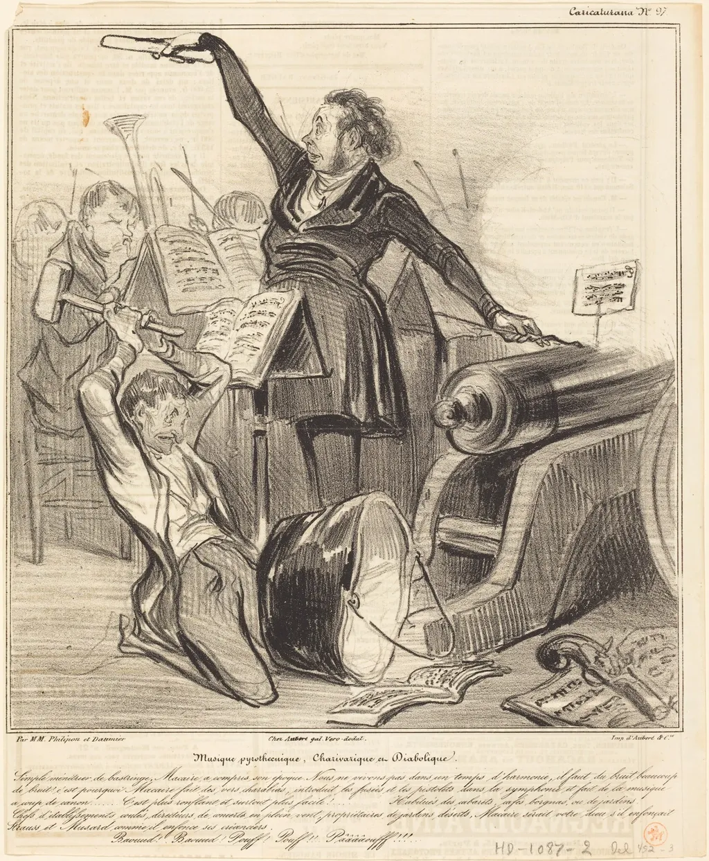 Musique pyrothecnique, Charivarique et Diabolique, by Honoré Daumier, ink, 1838
