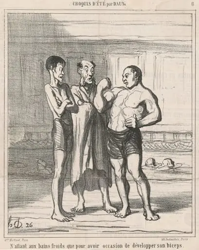 N'allant aux bains froids que ..., by Honoré Daumier