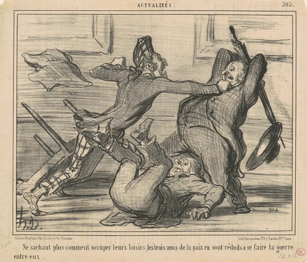 Ne sachant plus comment utiliser leurs loisirs ..., by Honoré Daumier, ink, 1856