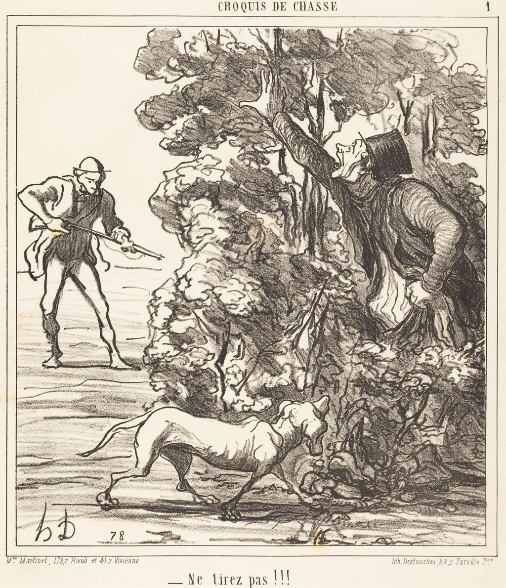 Ne tirez pas!!!, by Honoré Daumier, ink, 1865