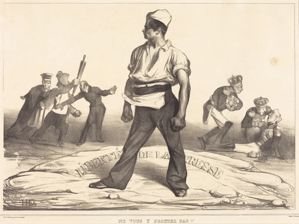 Ne vous y frottez pas!! (Don't You Meddle with It!!), by Honoré Daumier, ink, 1834