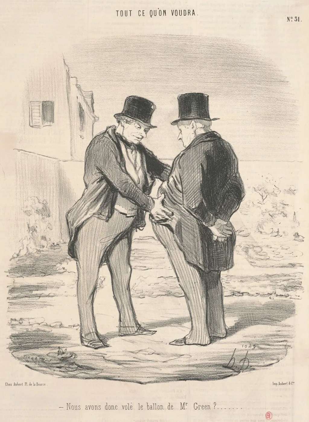 Nous avons donc volé le ballon de Mr. Green?, by Honoré Daumier, ink, 1848