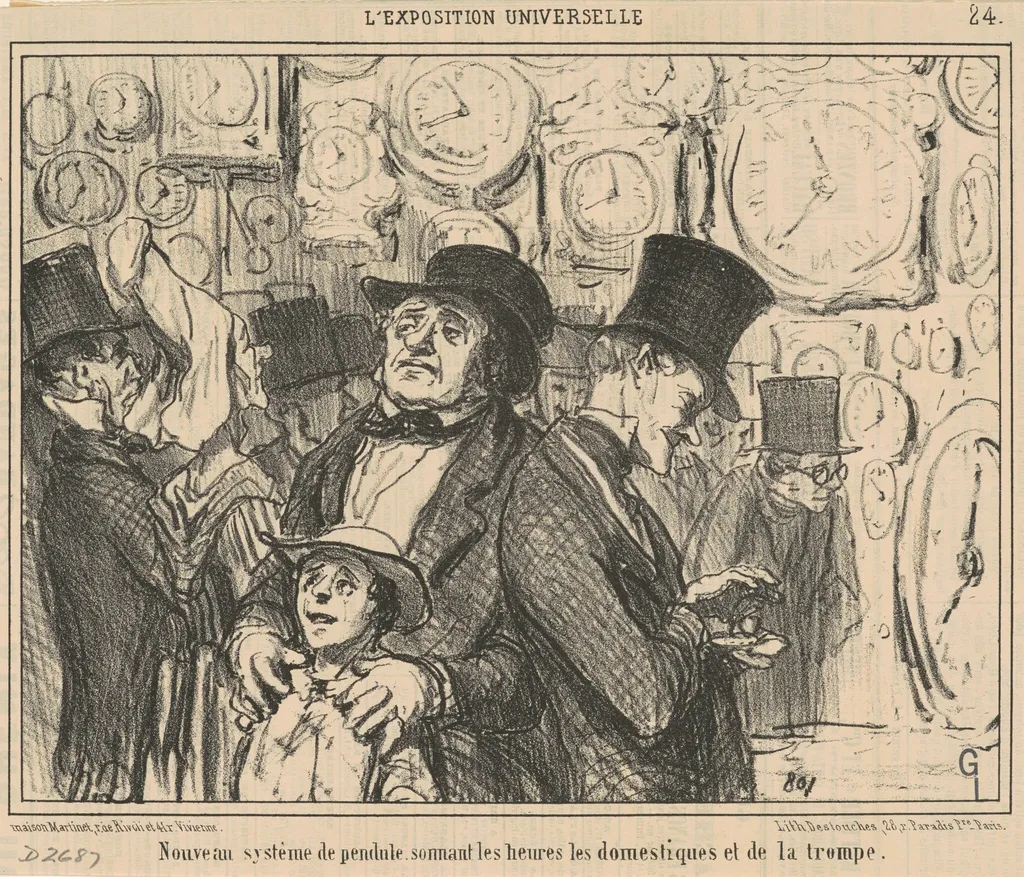 Nouveau système de pendule ..., by Honoré Daumier, ink, 1855