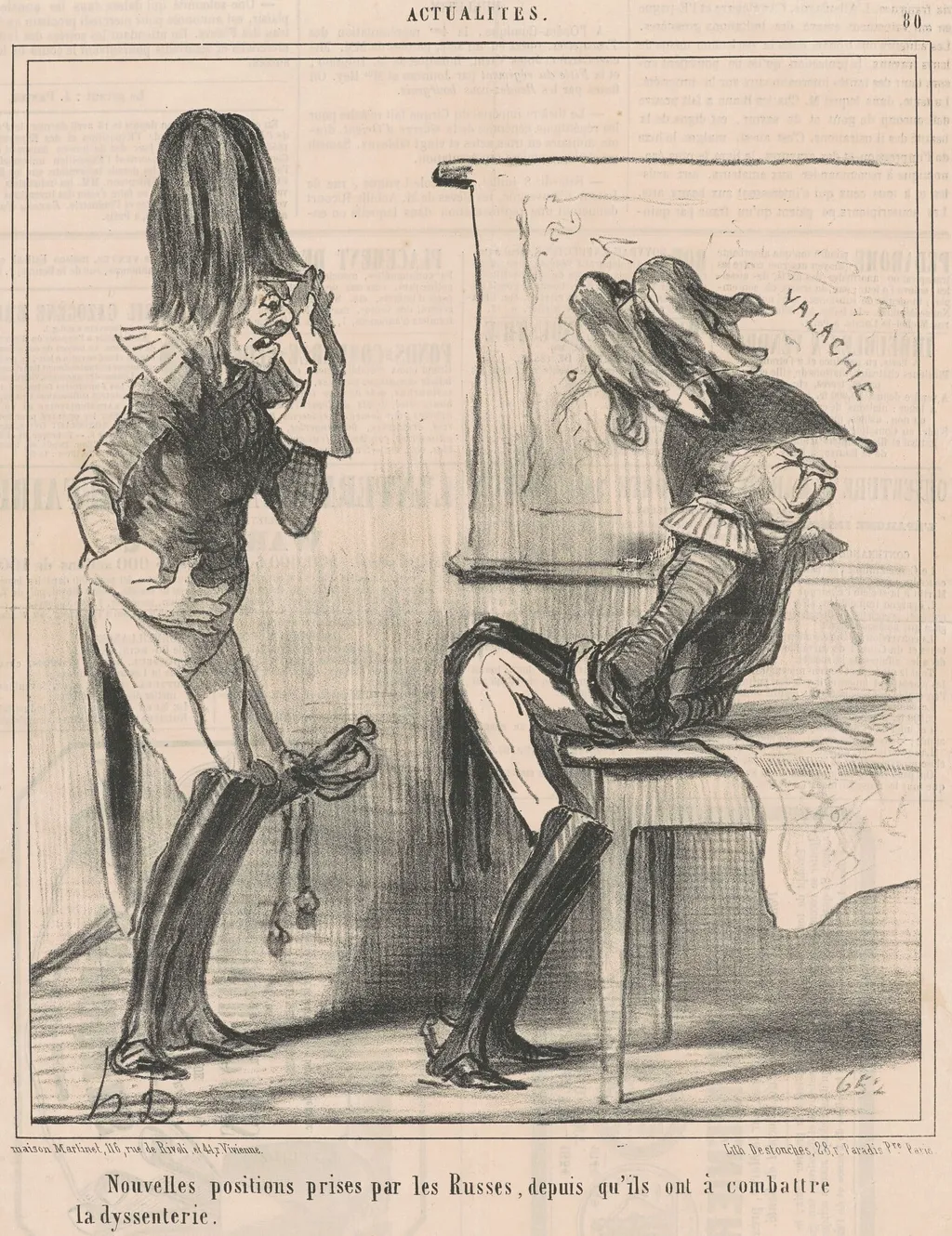 Nouvelles positions prises par les russes ..., by Honoré Daumier, ink, 1854