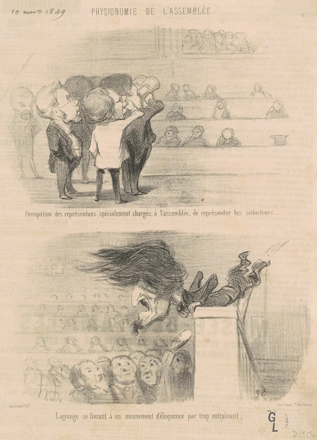 Occupation des représentans ..., by Honoré Daumier, ink, 1849