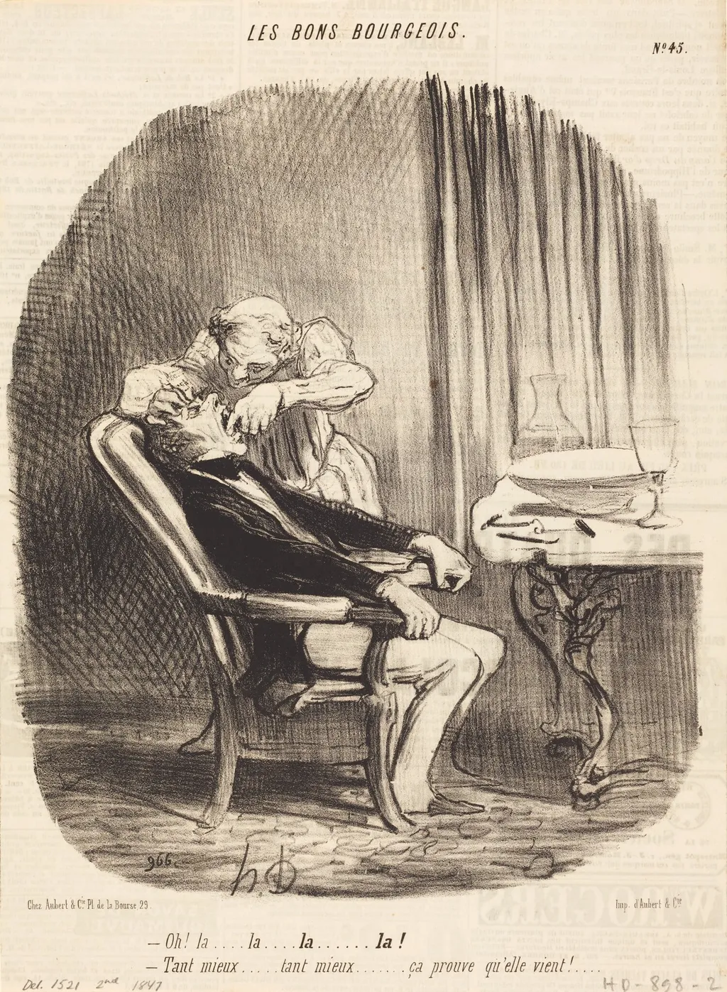 Oh! la... tant mieux... ça prouve qu'elle vient!, by Honoré Daumier, ink, 1847