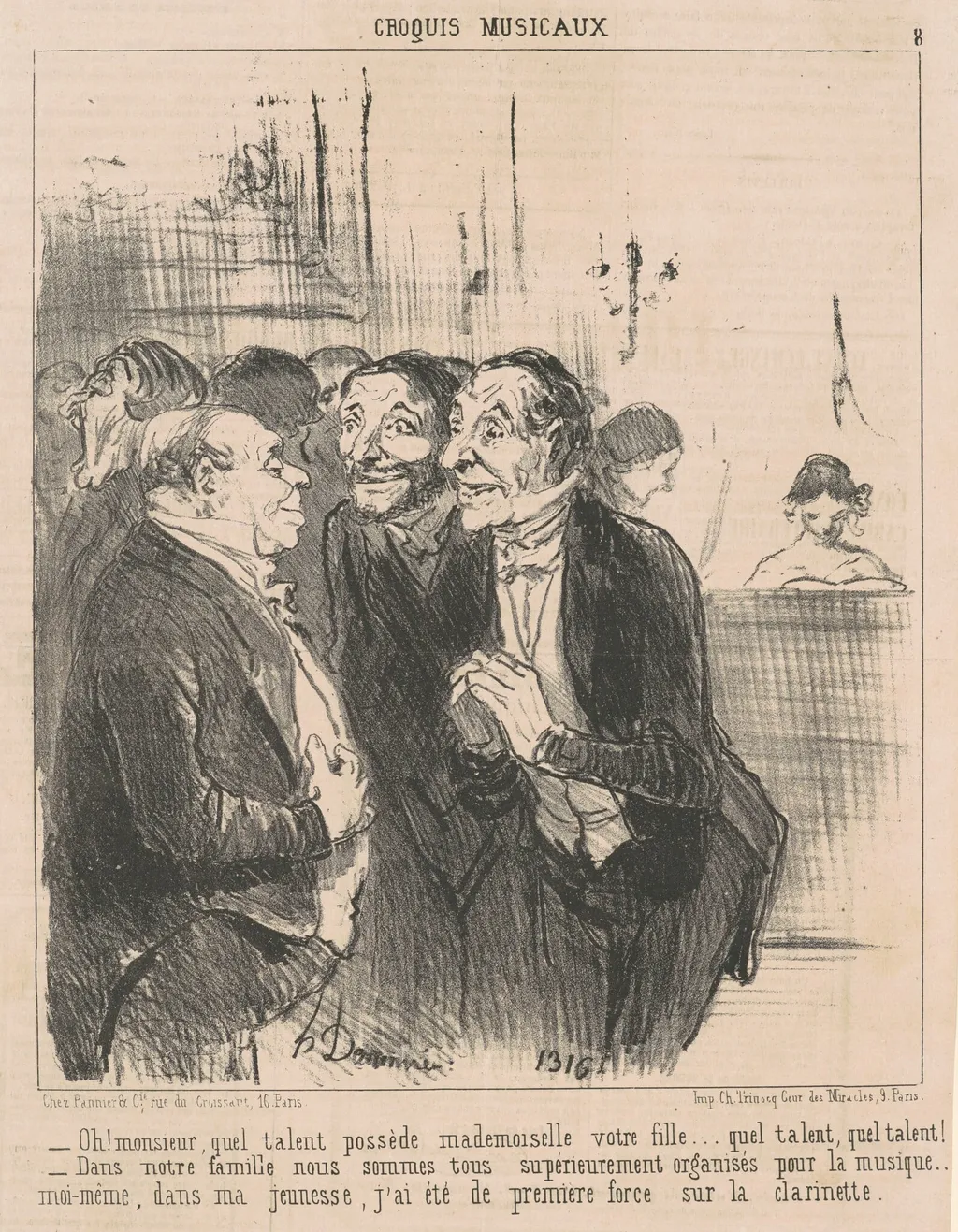 Oh! Monsieur, quel talent possède ..., by Honoré Daumier, ink, 1852