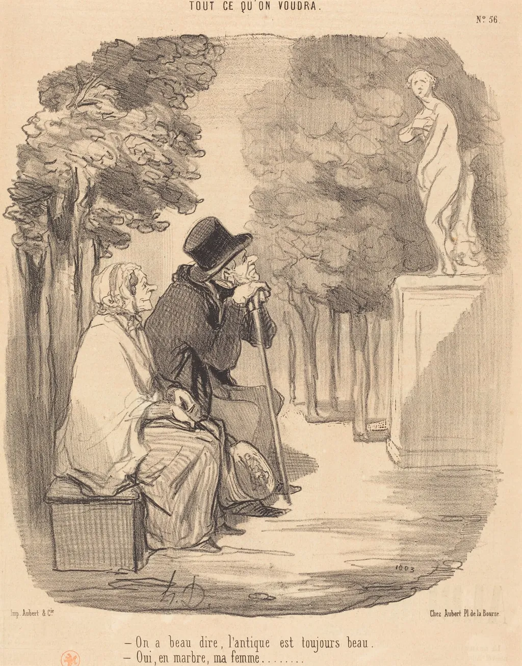 On a beau dire, l'antique est toujours beau..., by Honoré Daumier, ink, 1850