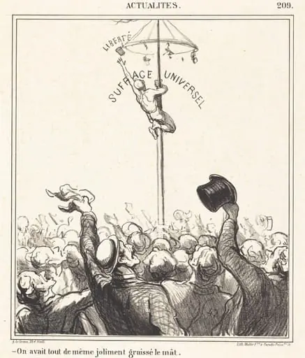 On avait... joliment graissé le mât, by Honoré Daumier