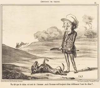 On dit que le chien est ami de l'homme..., by Honoré Daumier, 1855