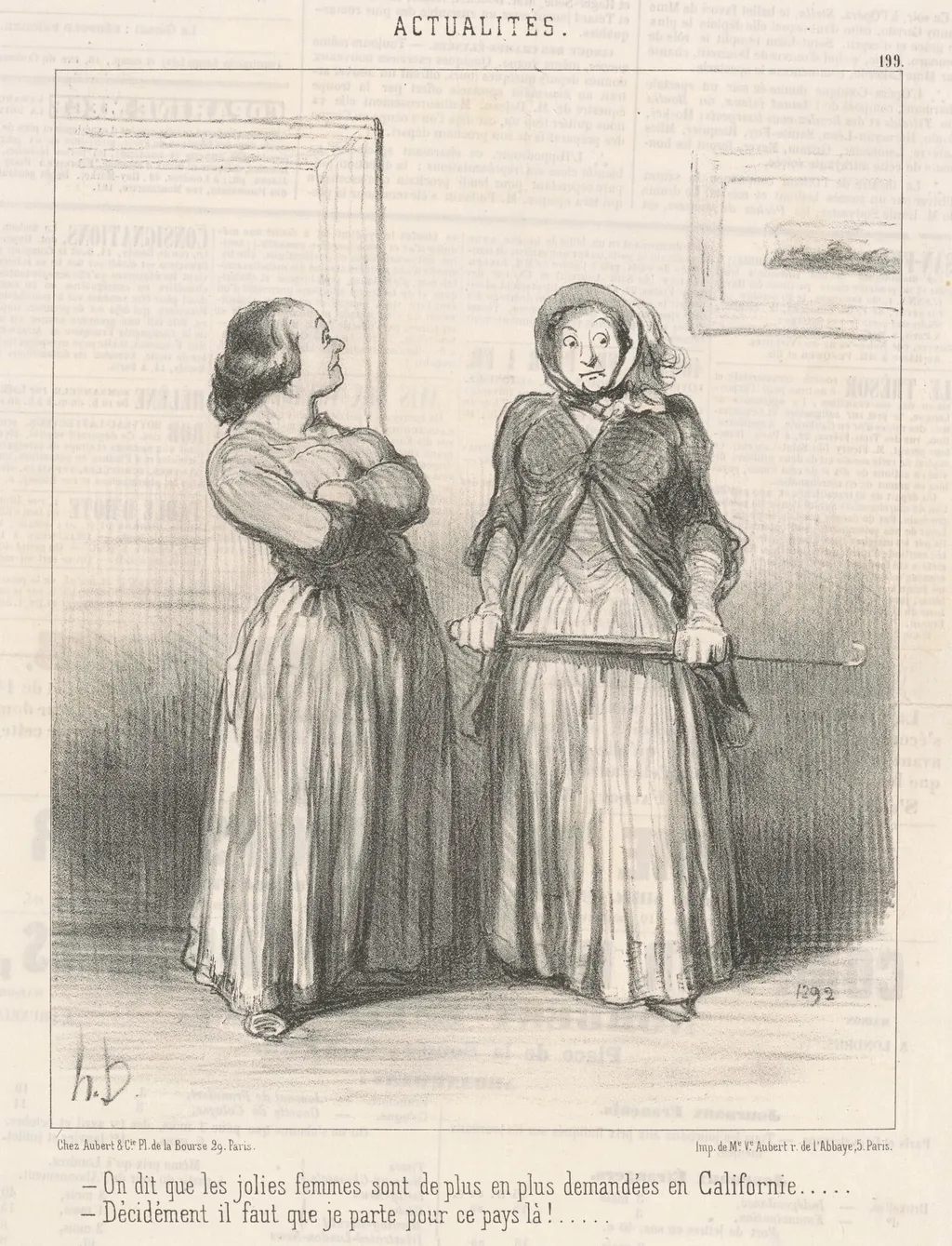 On dit que les jolies femmes sont ..., by Honoré Daumier, ink, 1850