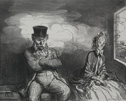 On the Train:  A Pleasant Companion, by Honoré Daumier