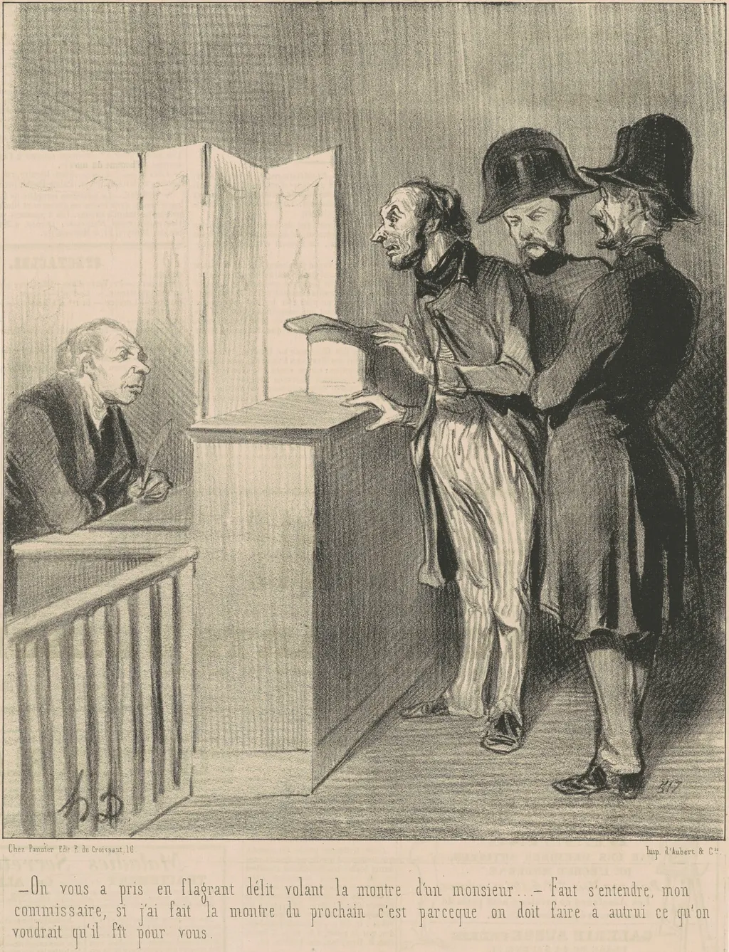 On vous a pris en flagrant délit ..., by Honoré Daumier, ink, 1843