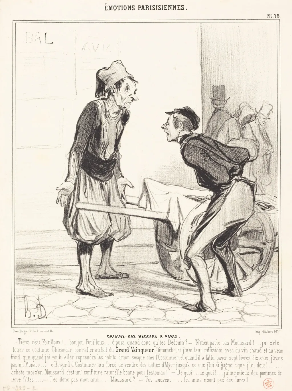 Origine des Bédoins a Paris, by Honoré Daumier, ink, 1841