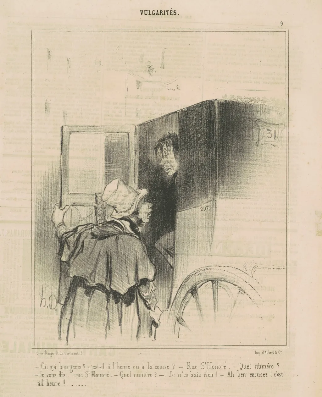 Ou ça bourgeois? C'est-il a l'heure ou ..., by Honoré Daumier, ink, 1841
