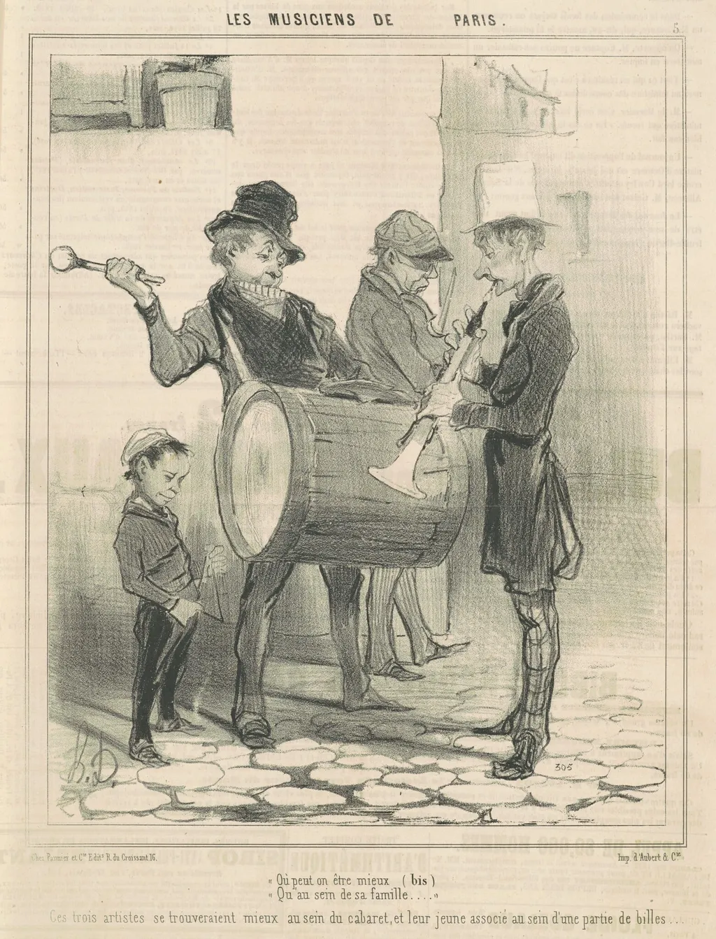 Ou peut on être mieux ..., by Honoré Daumier, ink, 1841