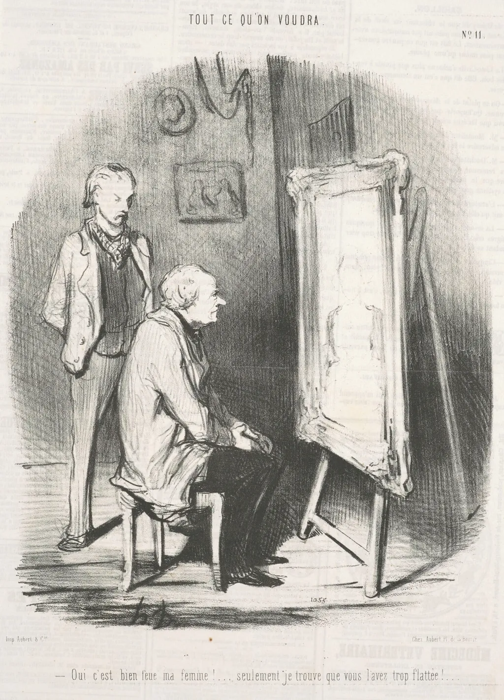 Oui c'est bien feue ma femme! ..., by Honoré Daumier, ink, 1847